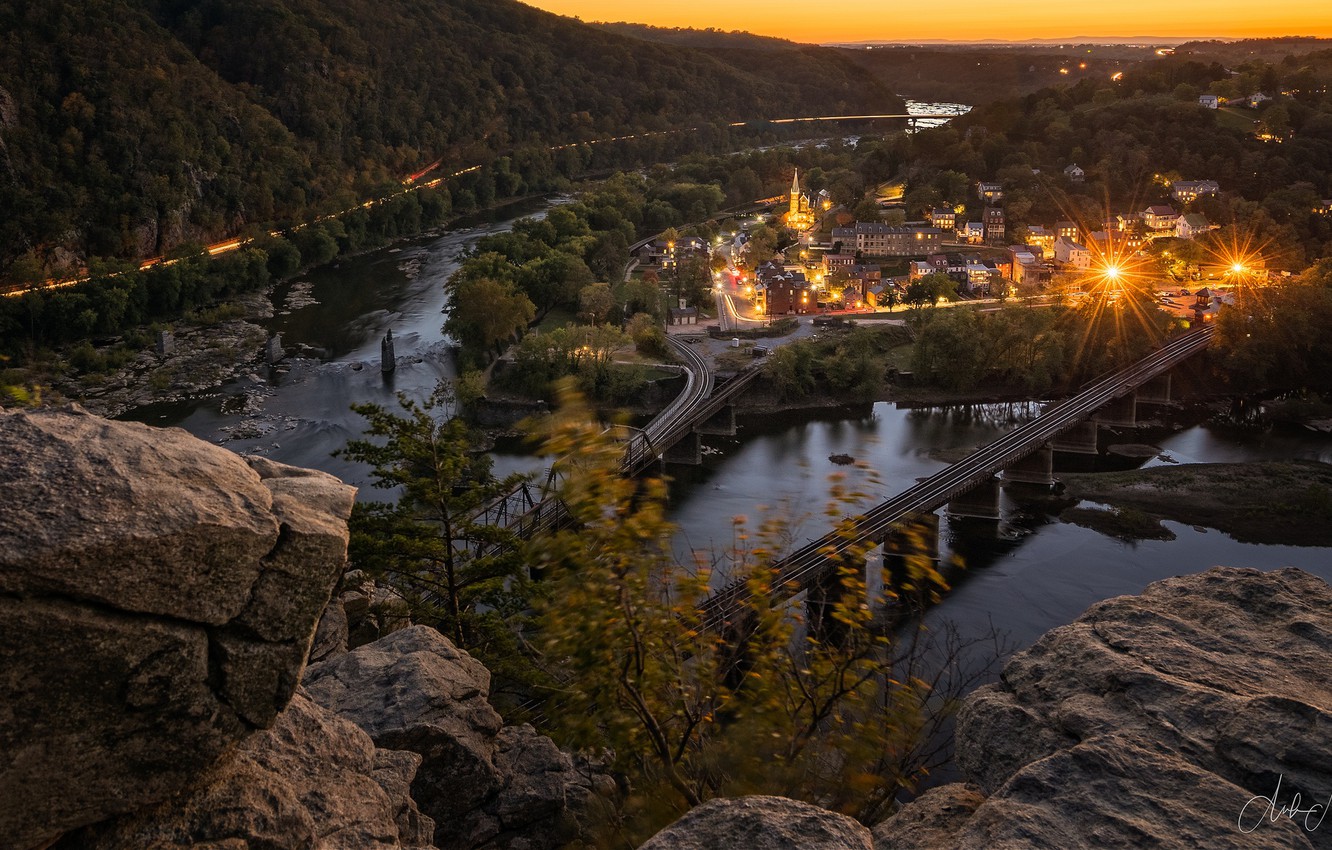Wallpaper The City Sunset Harpers Ferry Image For Desktop