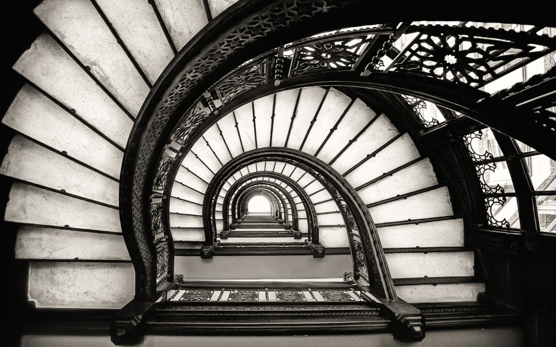 Rookery Stairs In Black And White Wallpaper