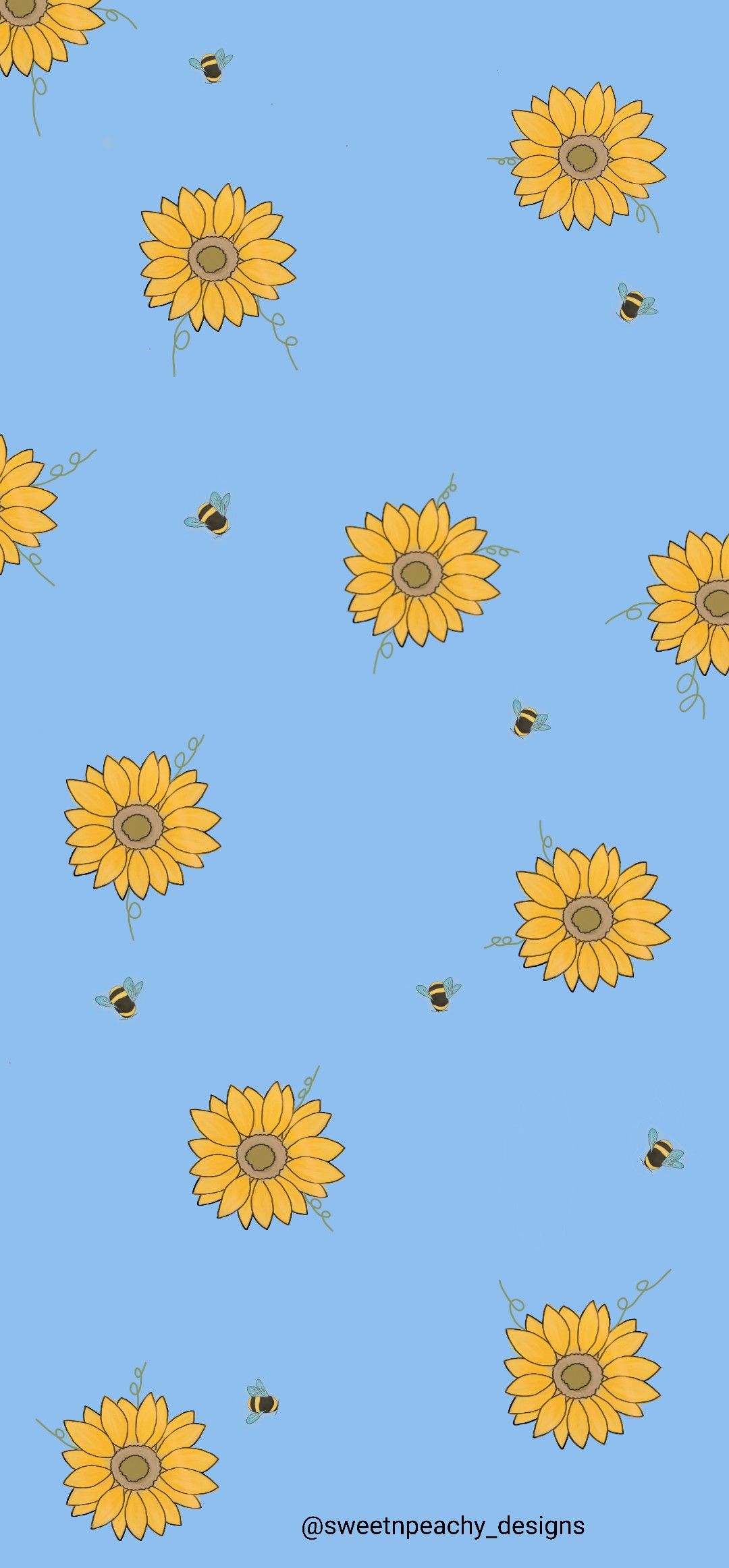 Sunflower And Bees Phone Wallpaper