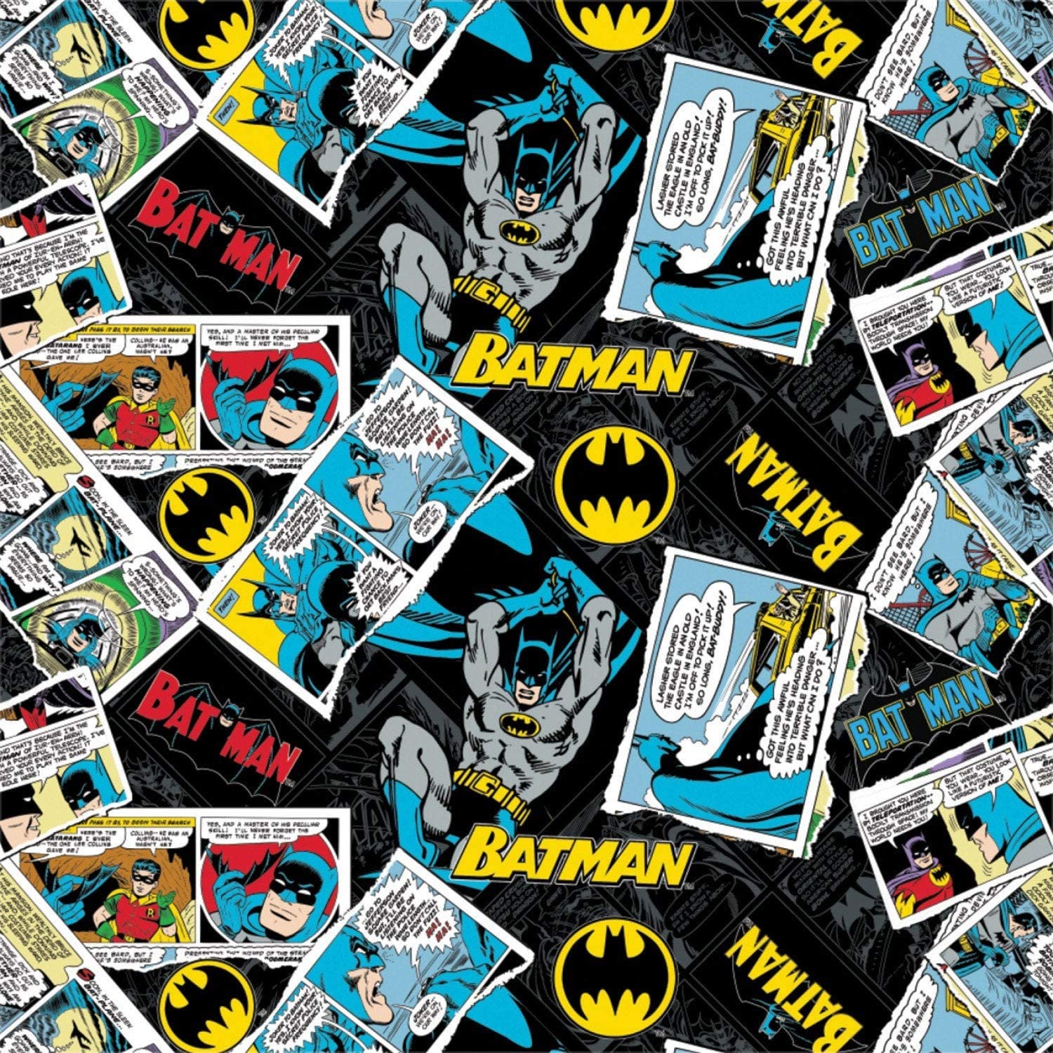 Dc Ics 80th Anniversary Batman Collage In Black Fabric By The