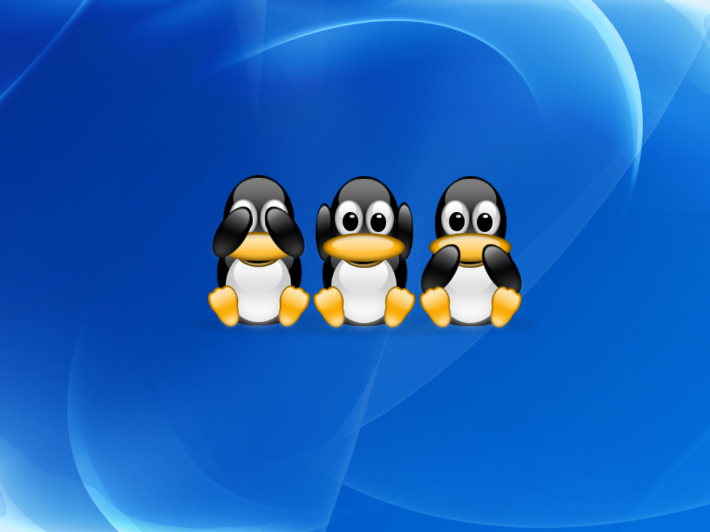 Download linux three penguin Wallpaper 1024x768 Resolution Wallpaper