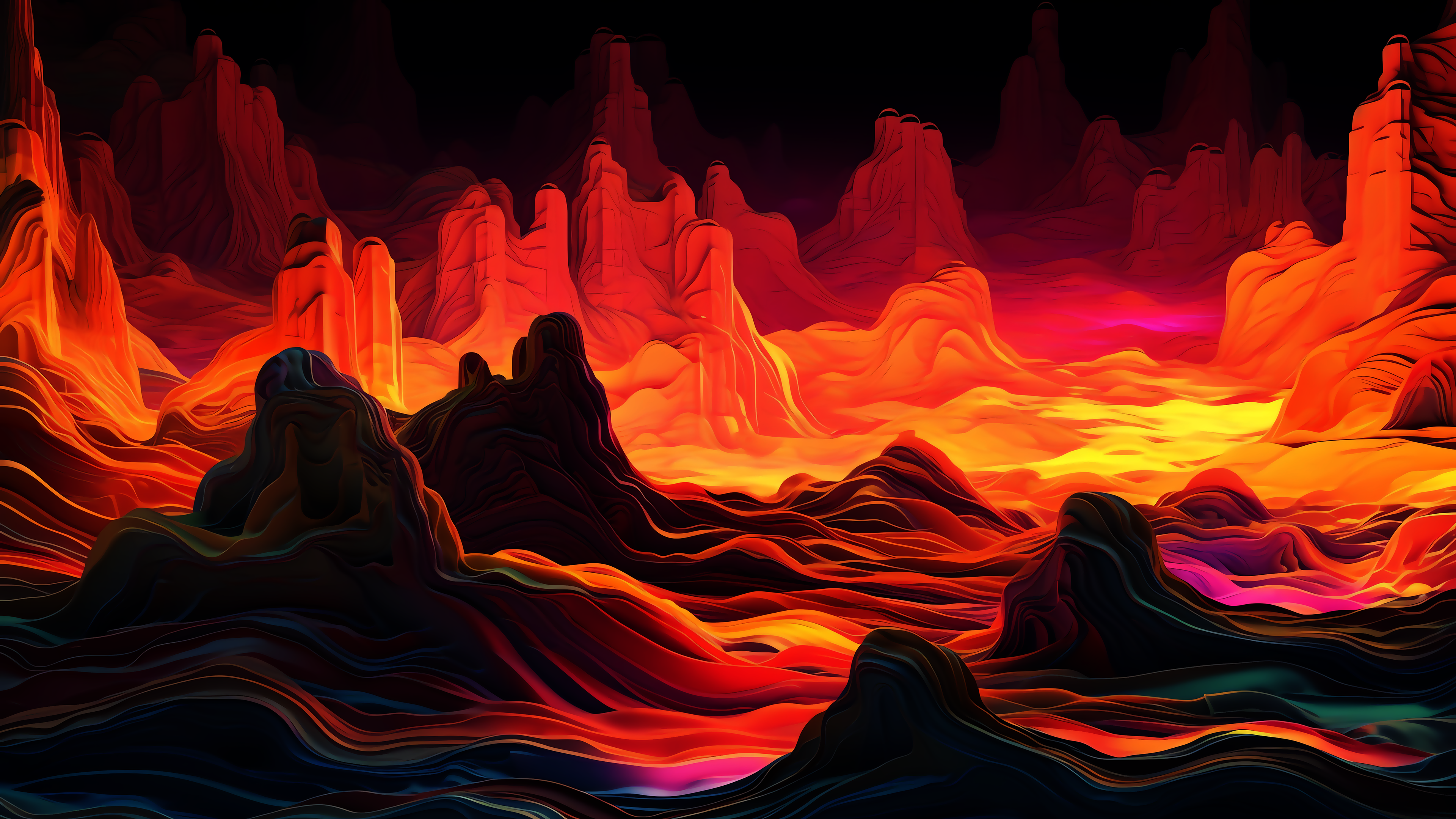 PC WALLPAPER 4K ABSTRACT DESIGN CAVE AND VOLCANIC LAVA