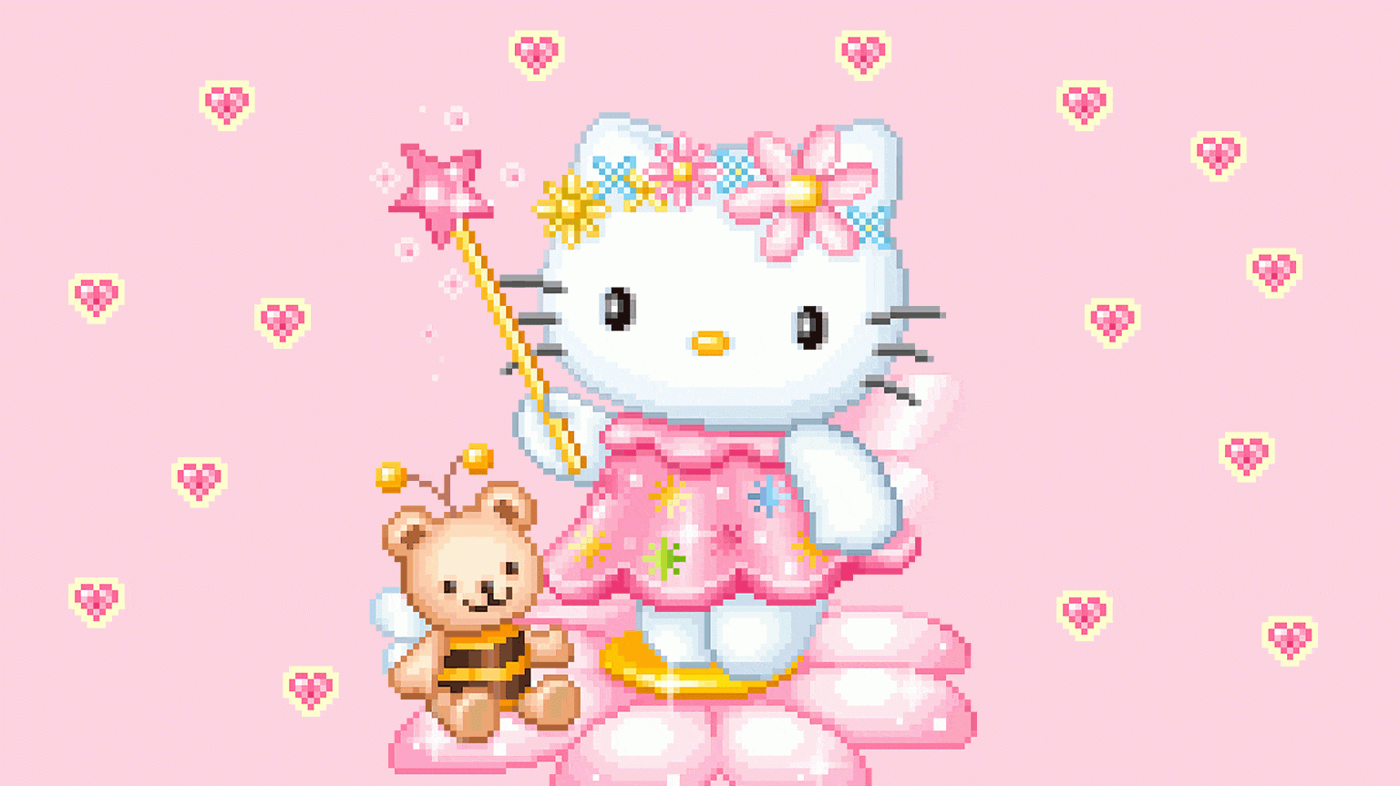Sanrio Hello Kitty Rilakkuma Pixel Gif Desktop Wallpaper In 4k