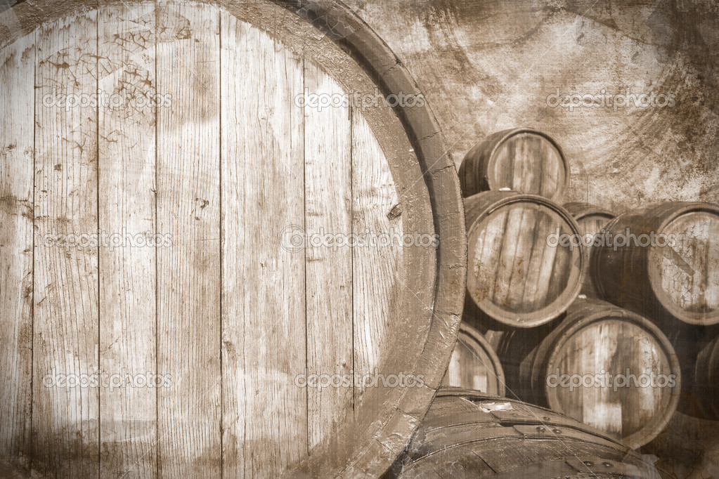 Wine Barrel Background Barrels In Vintage Style