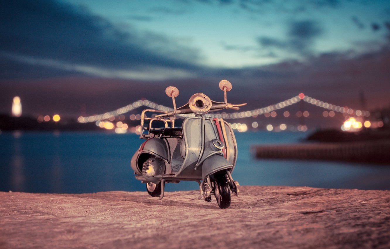 Wallpaper Macro Lights Model Toy Moped Shooting Promenade