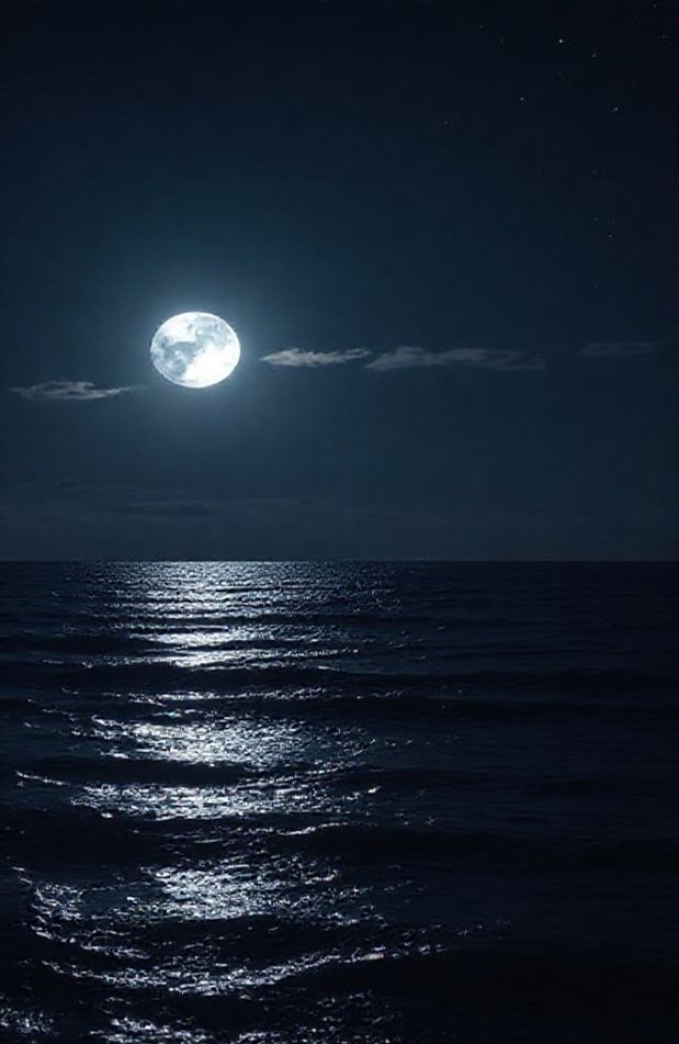 Moon Over Ocean Wallpaper