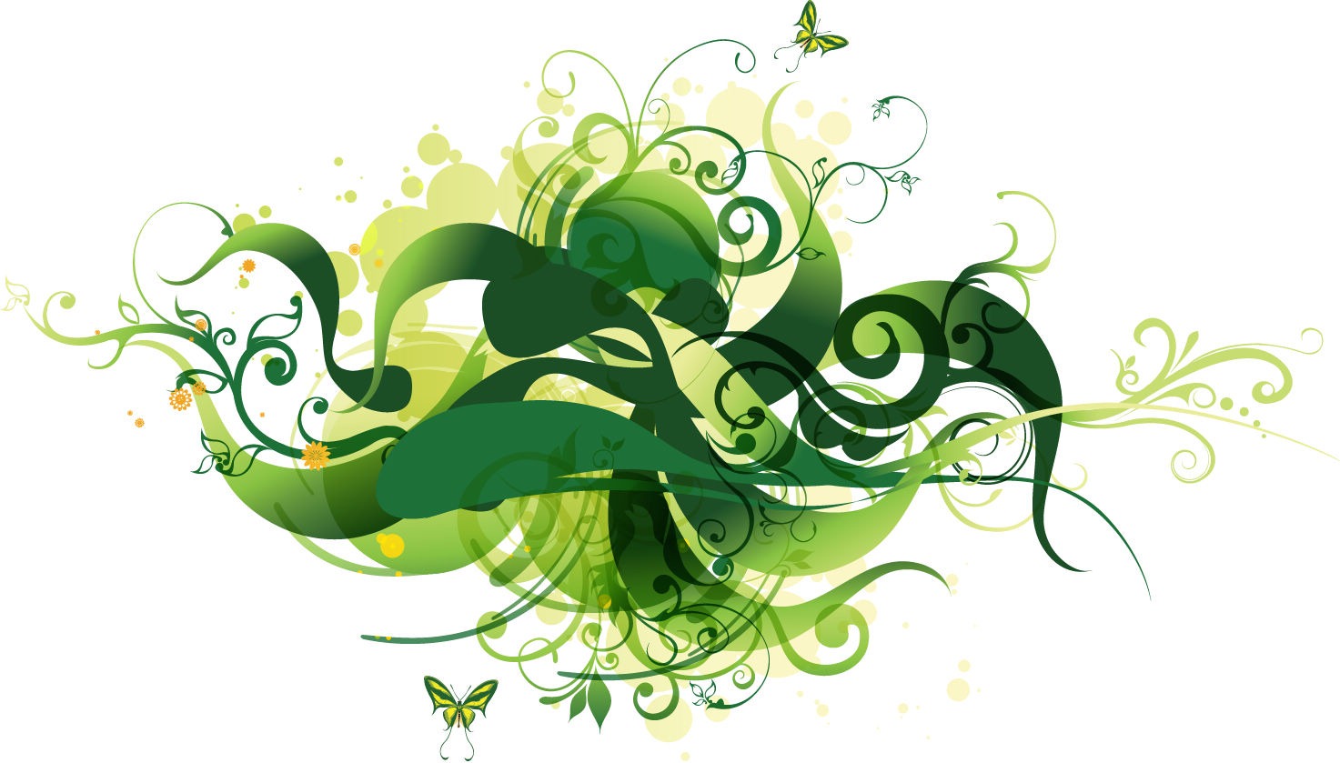 Green Swirl Floral Vector Illustration Graphics All