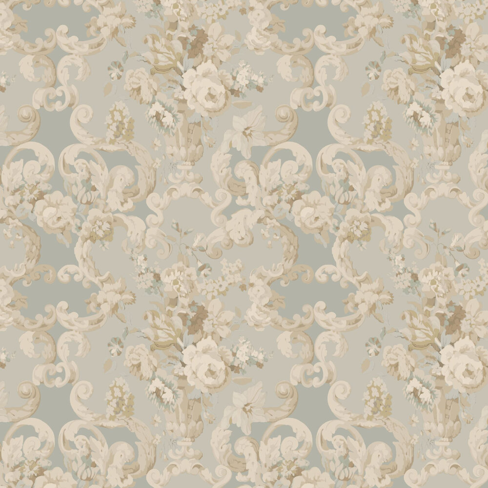 Floral Rococo By Mulberry Home Aqua Wallpaper Direct