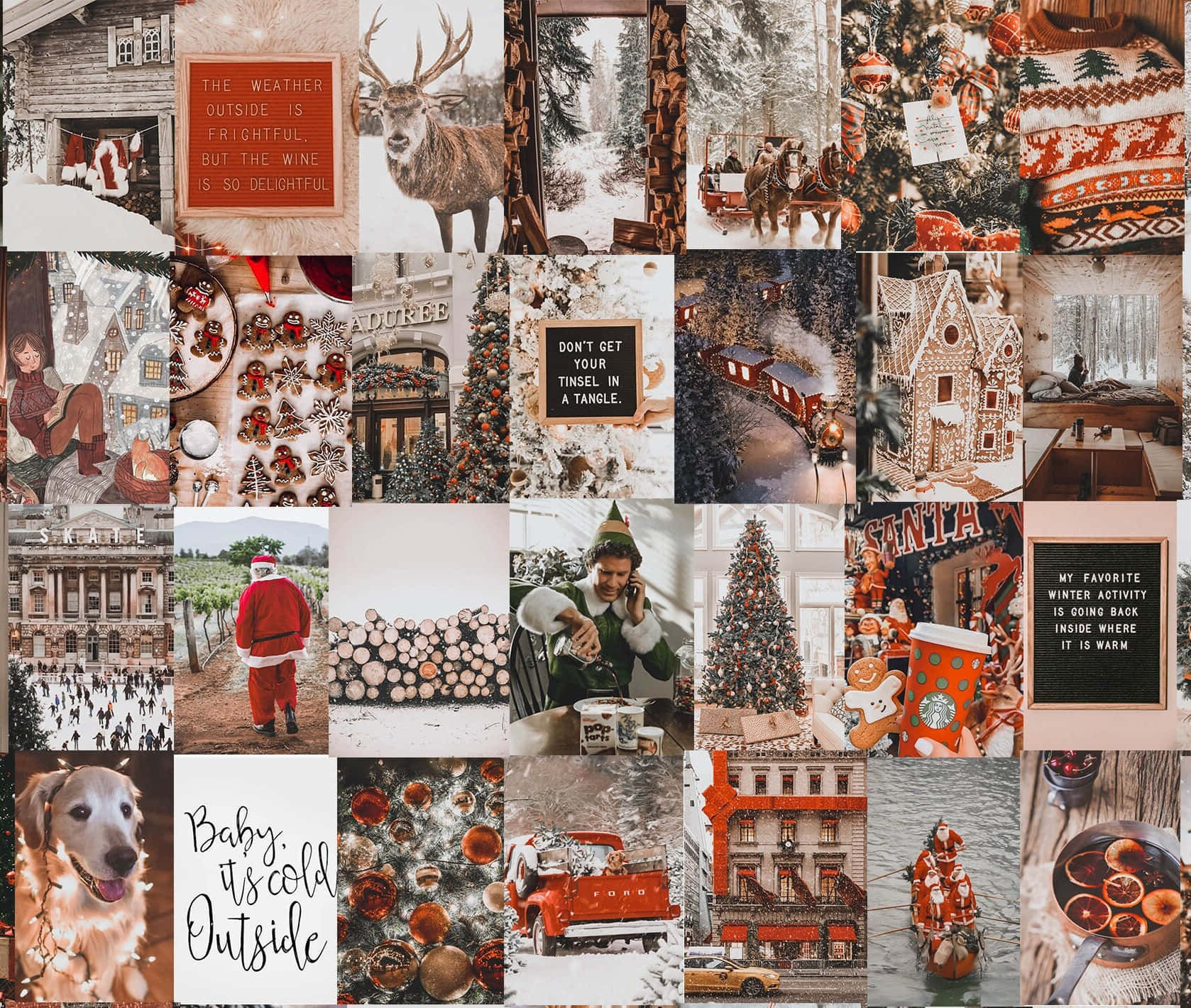 Winter Aesthetic Collage Wallpaper
