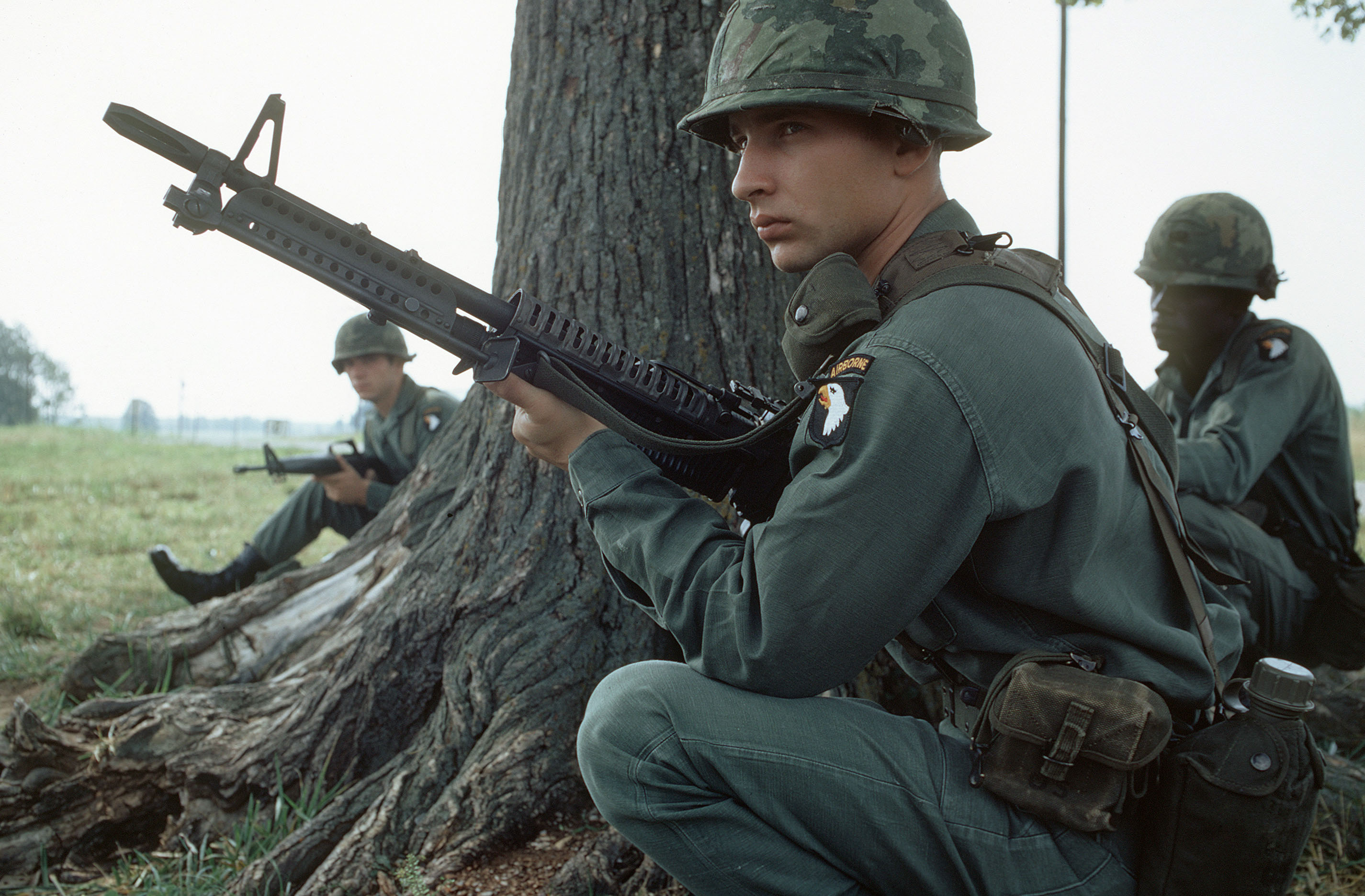 Member Of The 101st Airborne Division Armed With An M60 Machine Gun
