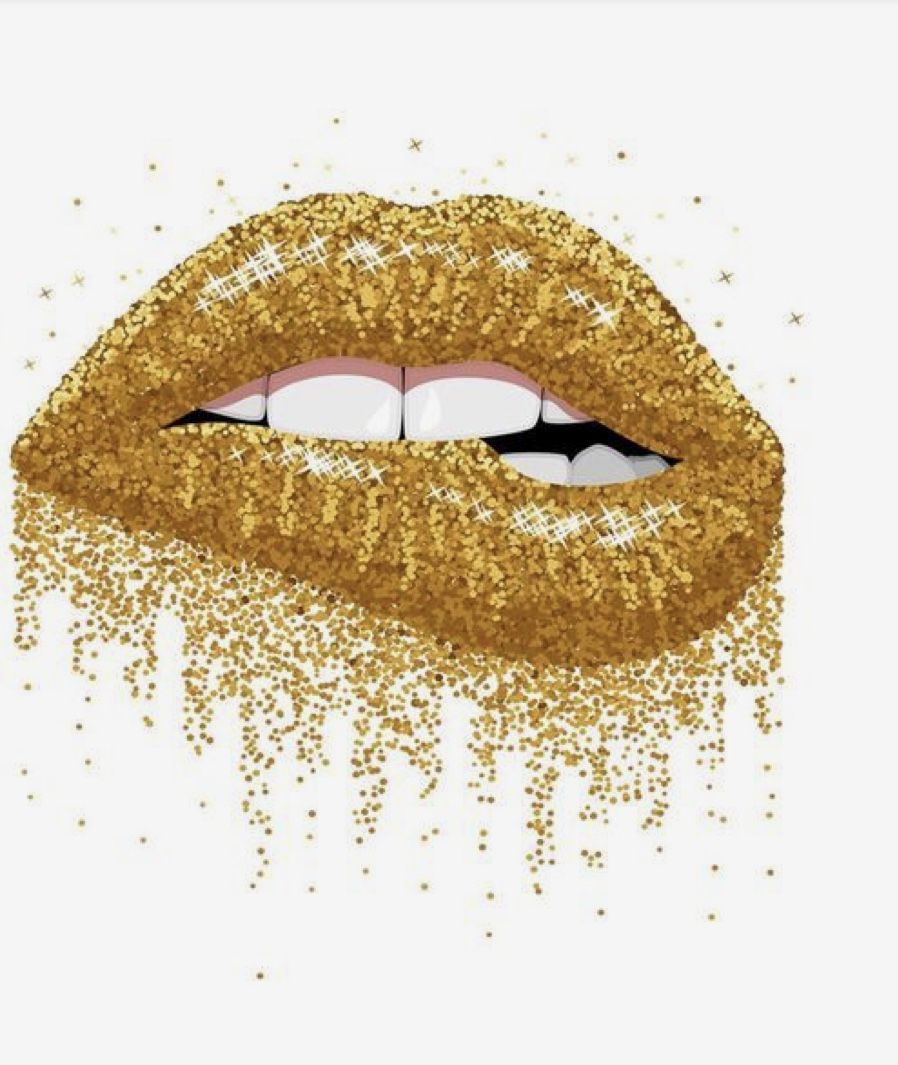 Debra Tolbert On Gold Lips Glitter Painting