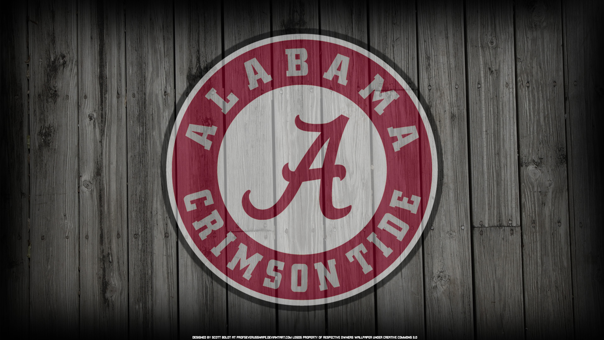 Alabama Crimson Tide Logo On Wood Background By Profseverussnape