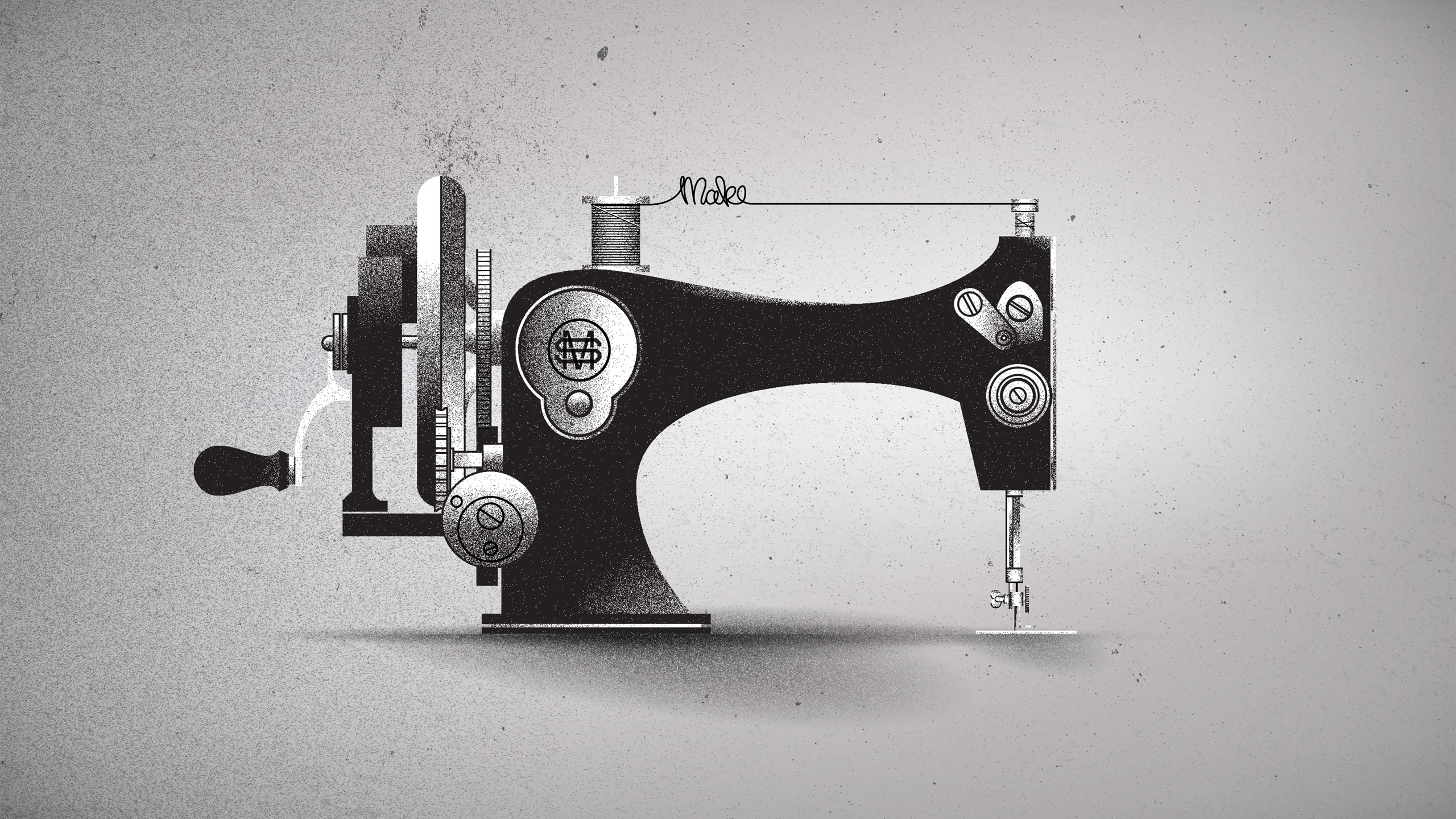 Sewing Machine Screws Monochrome Simple Background Digital