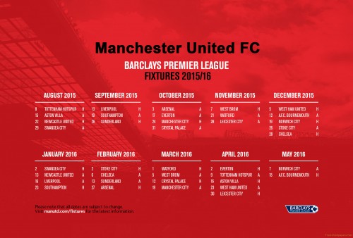 Sports Manchester United Barclays Premier League Fixtures