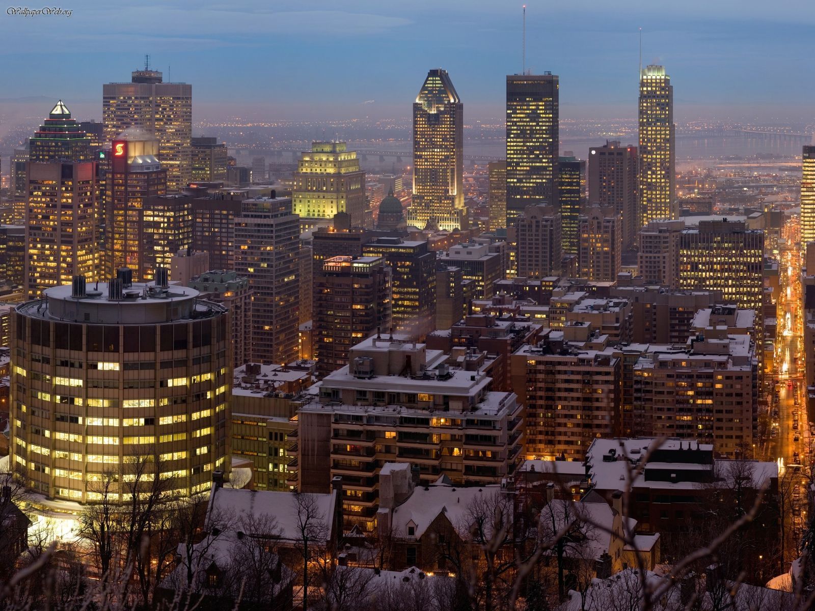 Buildings City Montreal Twilight Panorama Picture Nr