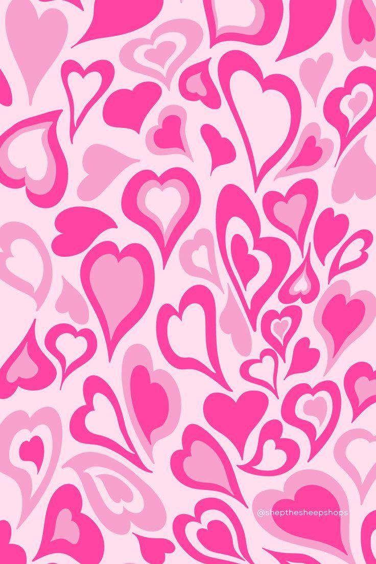 Aesthetic Summer Trendy Heart Swirl Background Wallpaper In