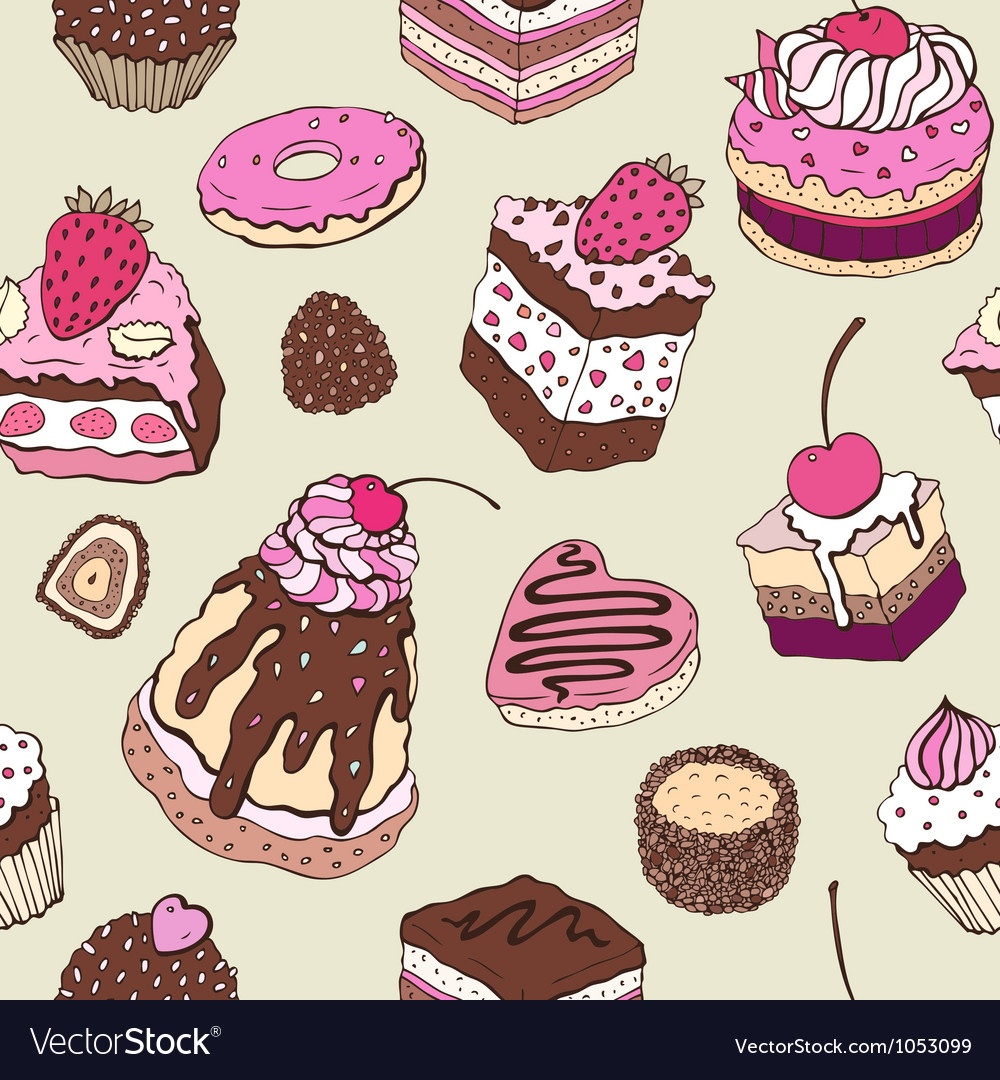 Cute Cake Seamless Background Royalty Vector Image