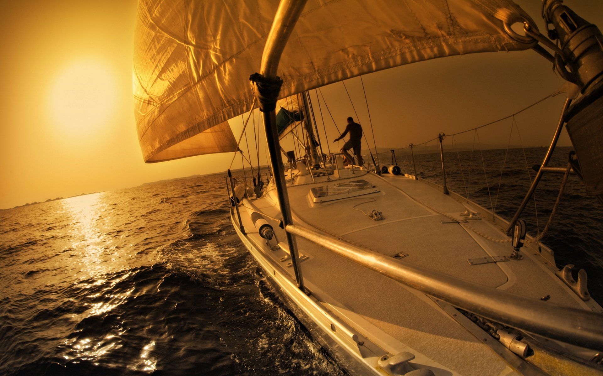 Sunset Ocean Sea Yacht Sailing Vehicle Sailboat 4k Ultra HD Wallpaper