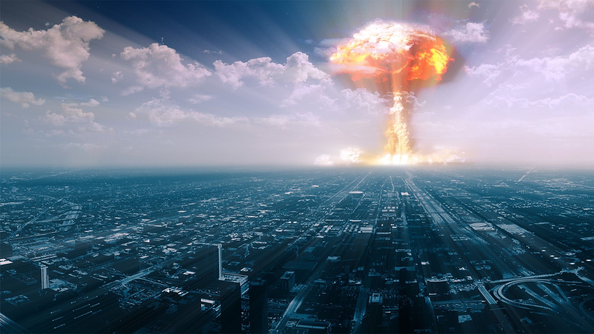 Nuclear Explosion Near The City HD Wallpaper