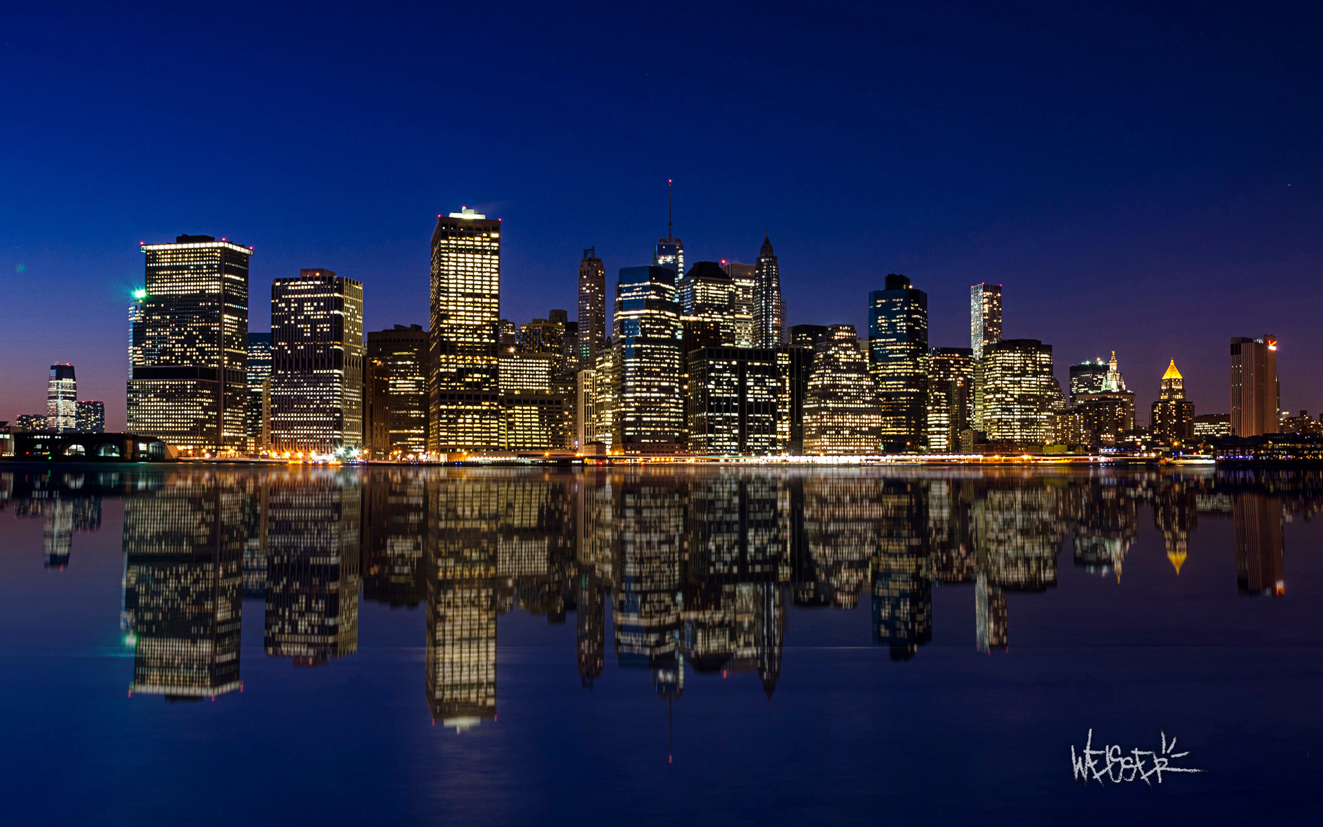 Manhattan Night Skyline Wallpaper HD