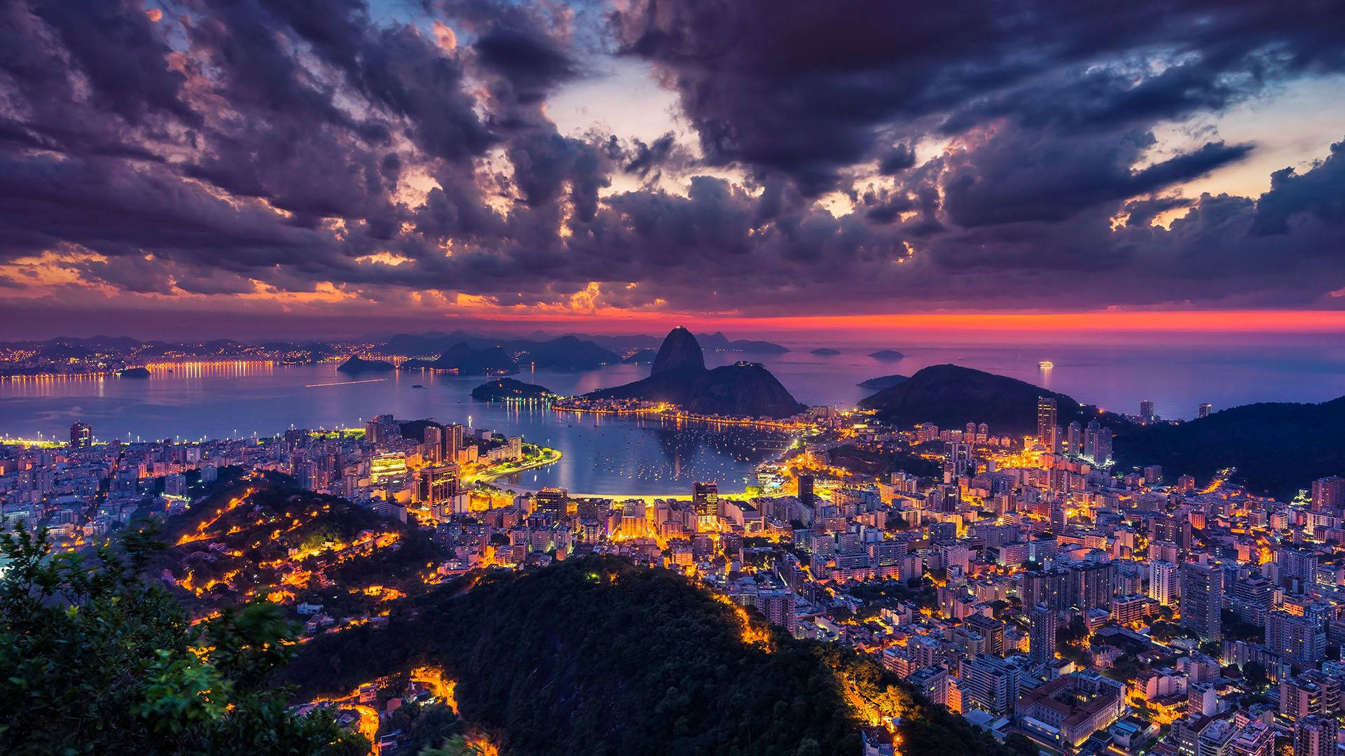 Mesmerizing Night Of Rio De Janeiro South America Wallpaper