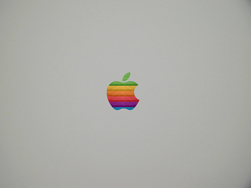 Classic Apple Rainbow Pixelated Logo Wallpaper Grey Style