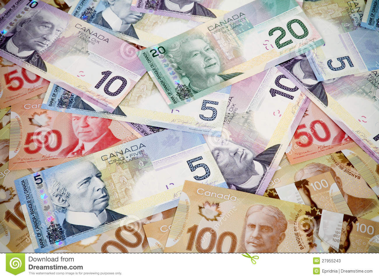 Canadian Money Stacks Big Pile Of