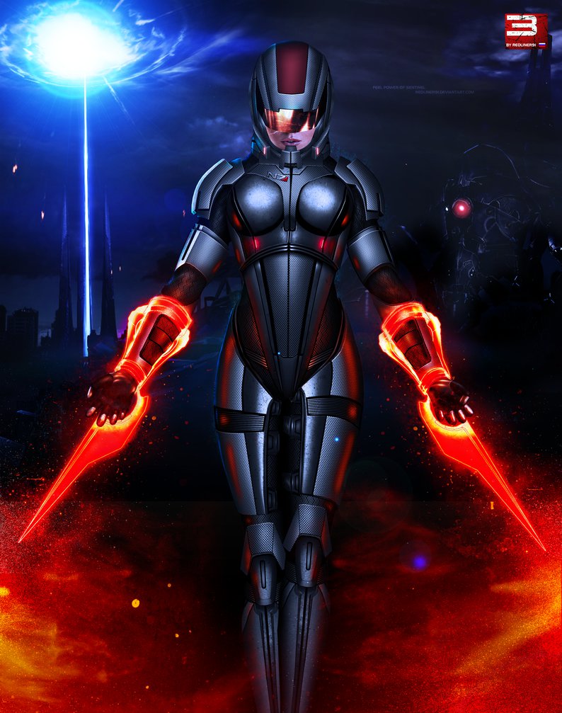 Mass Effect Femshep Sentinel V2 By Redliner91
