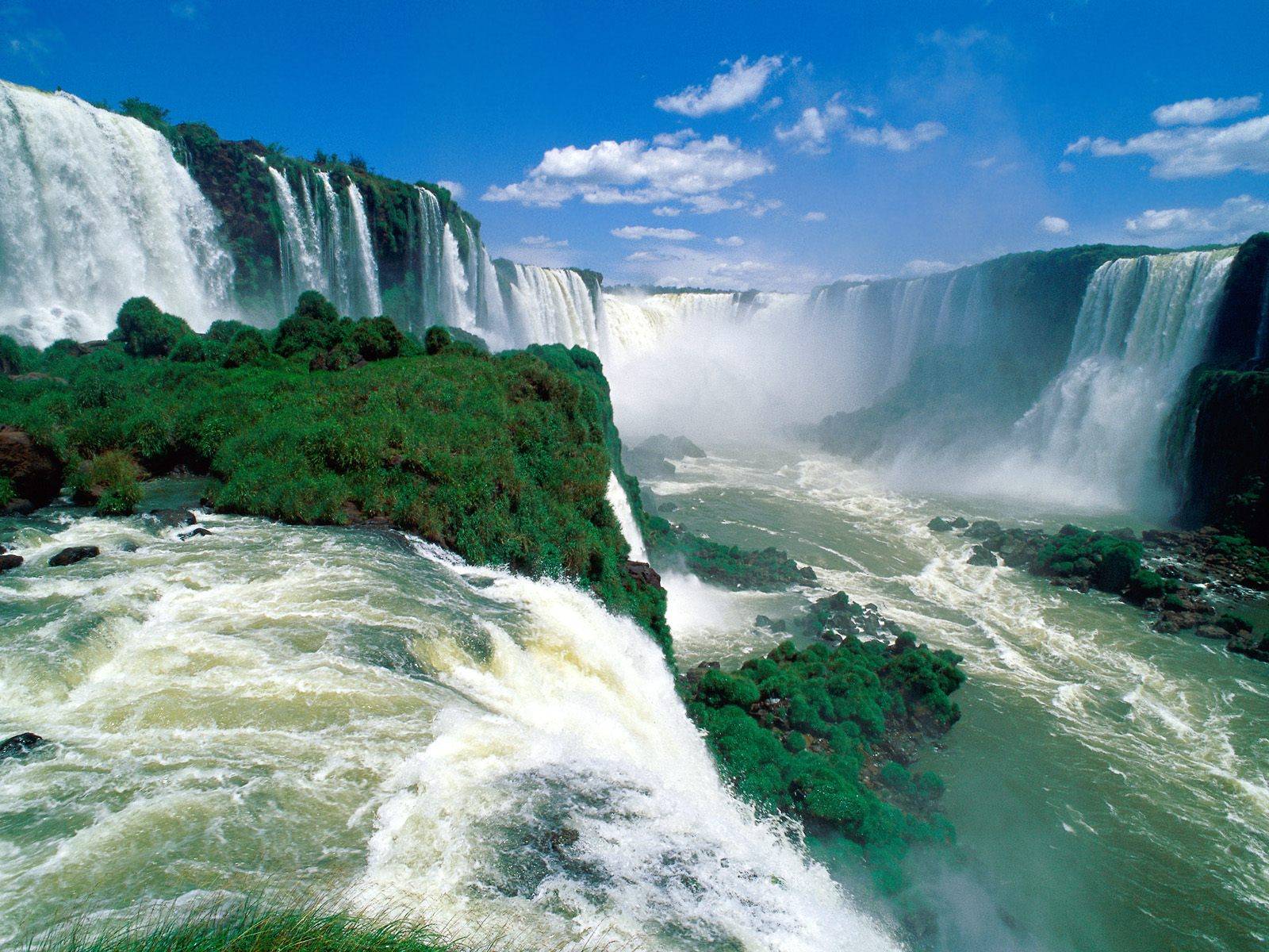 Iguazu Falls Border Between Brazil And Argentina