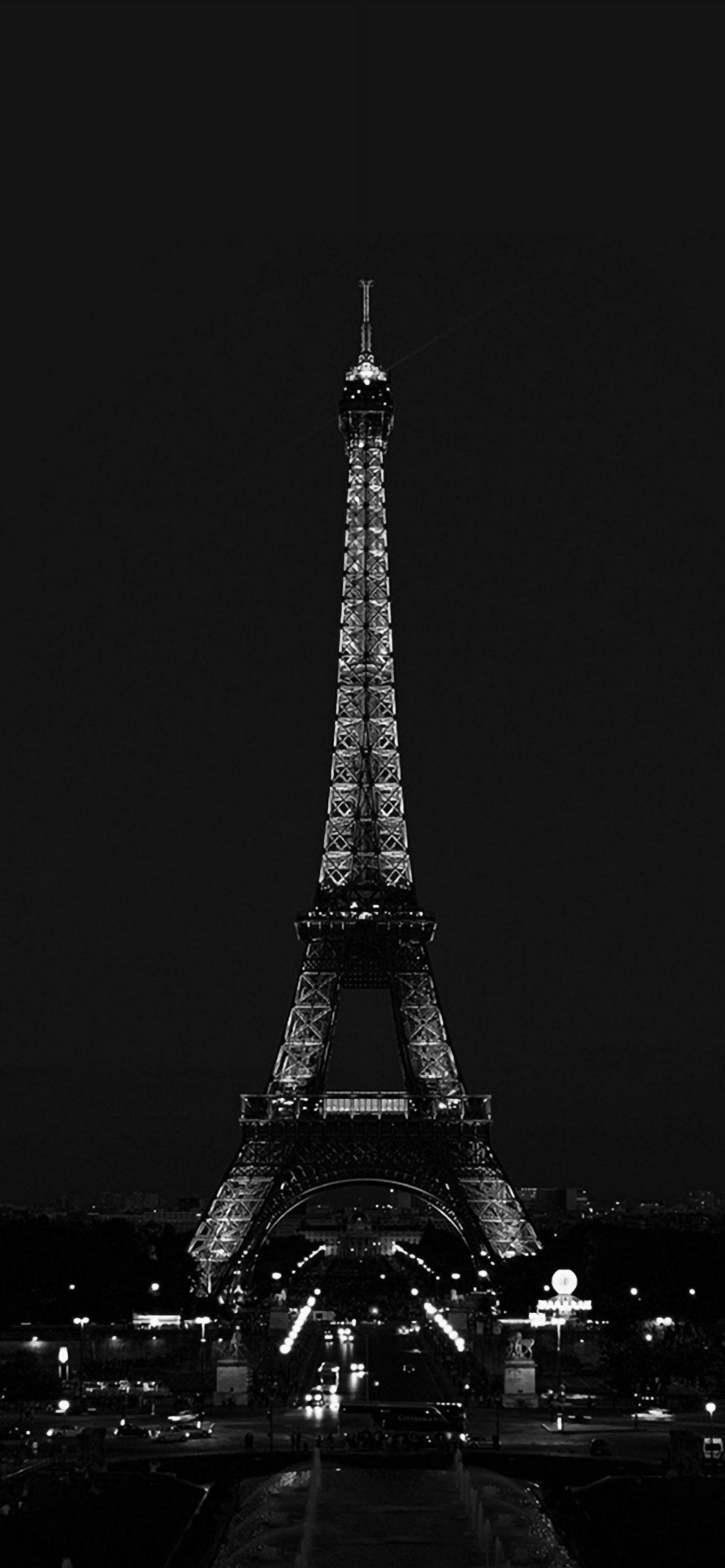 Paris Night France City Dark Eiffel Tower iPhone Wallpaper