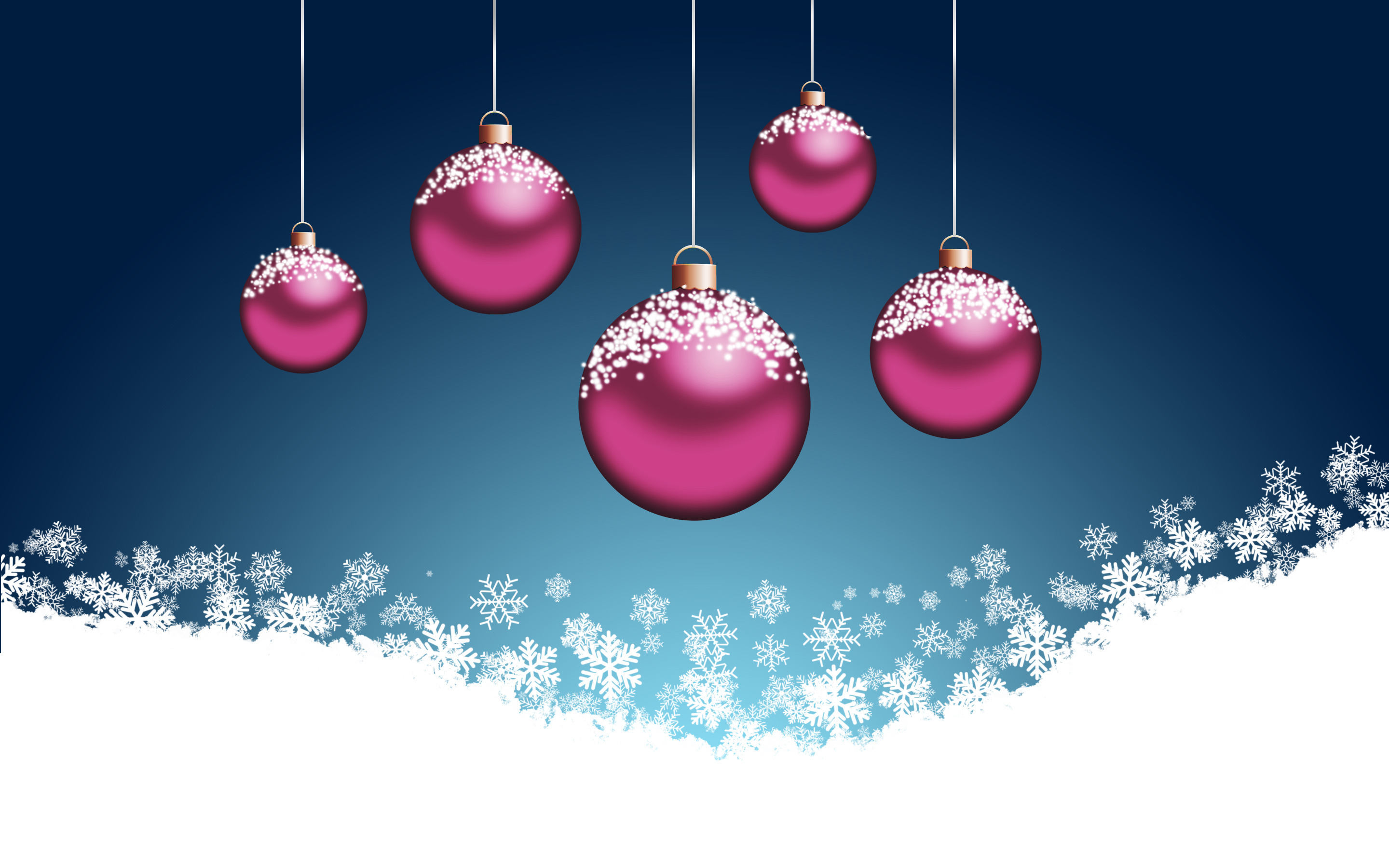 Pink Christmas Tree Balls On A Blue Wallpaper And Image
