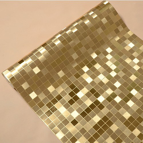 Gold Silver Stereo Waterproof Plaid Wallpaper Mosaic Bathroom Kitchen