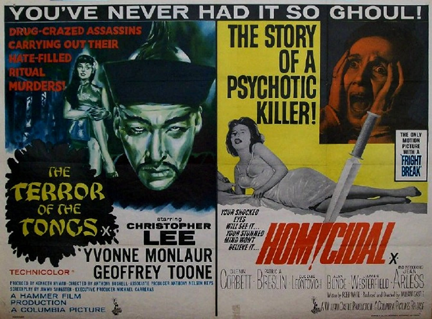 Homicidal Double Bill Hammer Horror B Movie Posters Wallpaper Image