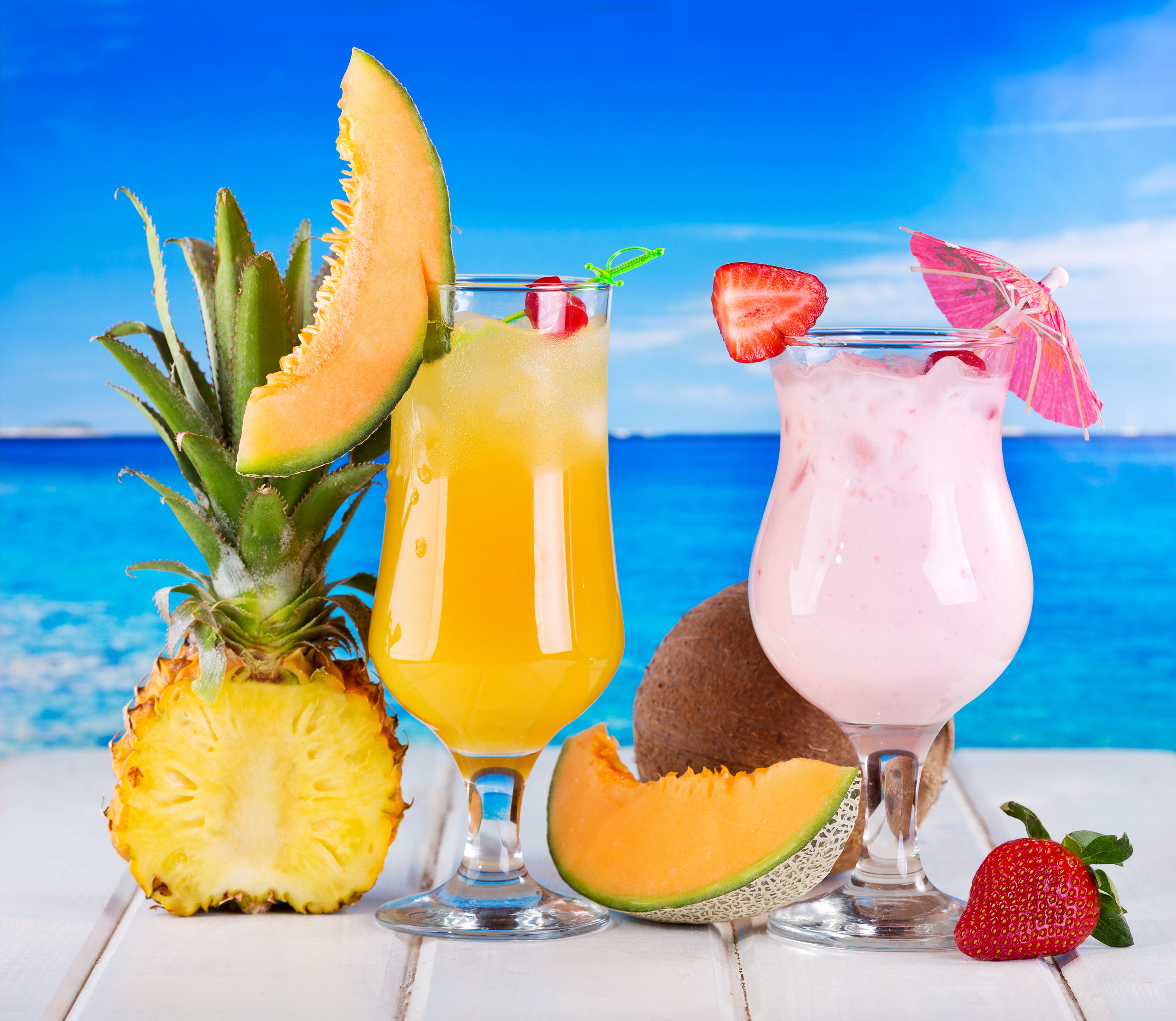 Wallpaper Tropical Cocktail Drink Fruits Fresh Sea