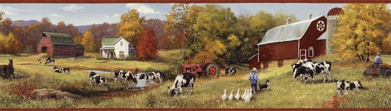 Details About Country Farm Wallpaper Border Ffr15031b Dairy Cow