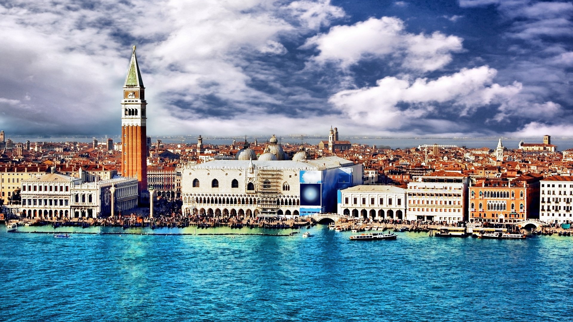 Wallpaper Italy Venice Water Sky Clouds City