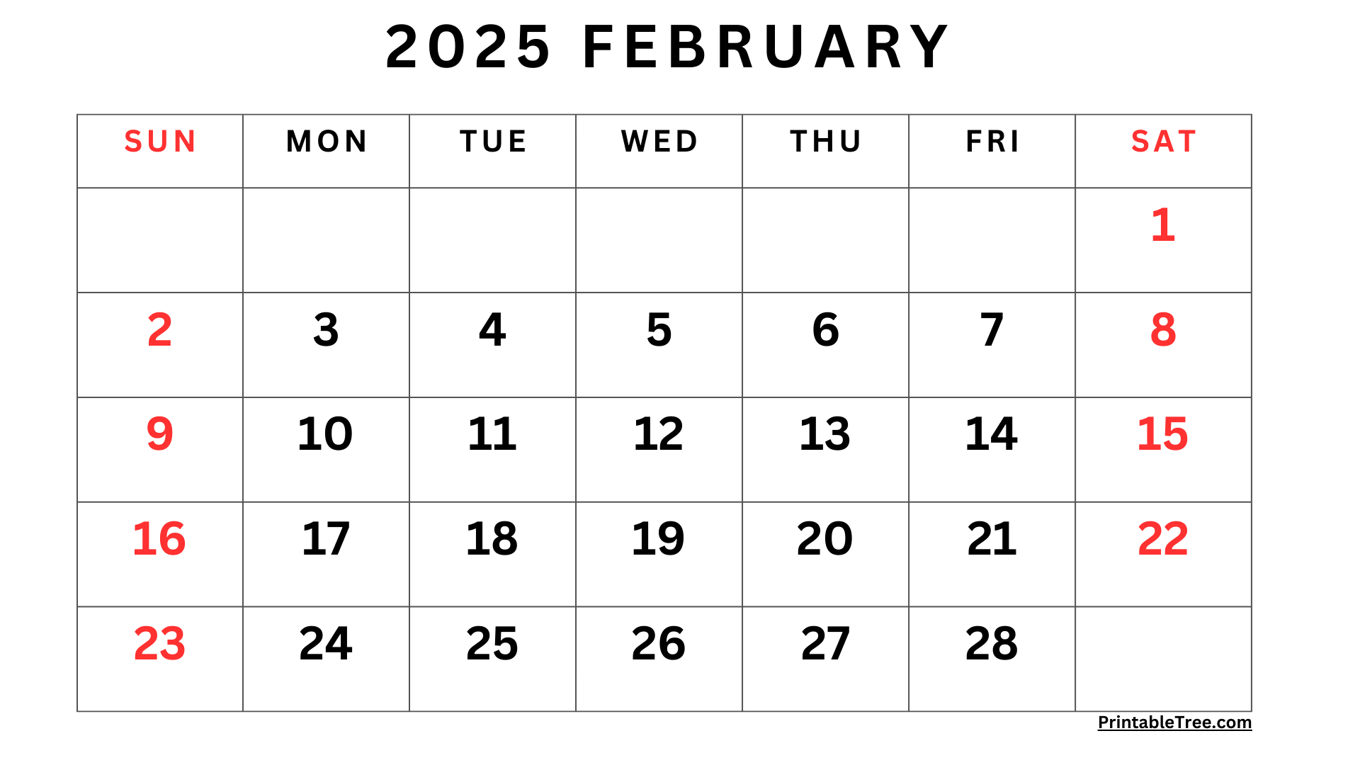 February 2025 calendar. Printable calendar template for February 2025