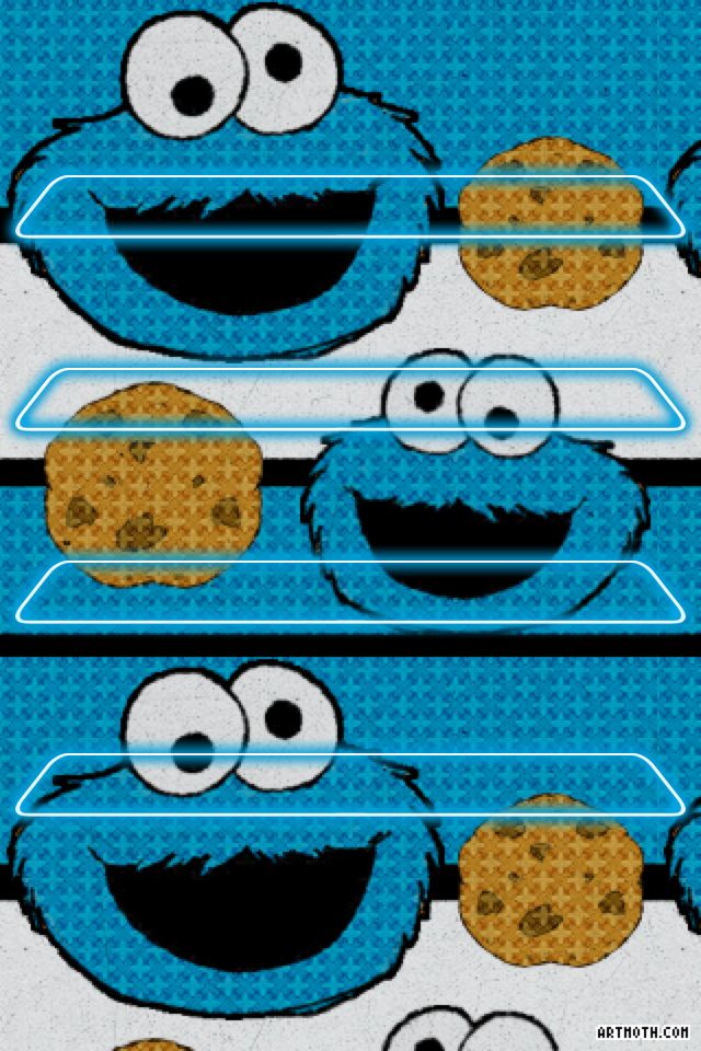 Cookie Monster iPhone Shelves Wallpaper