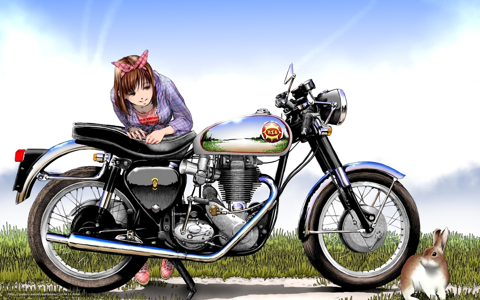 wallpaper picture Art girl motorcycle free desktop wallpaper
