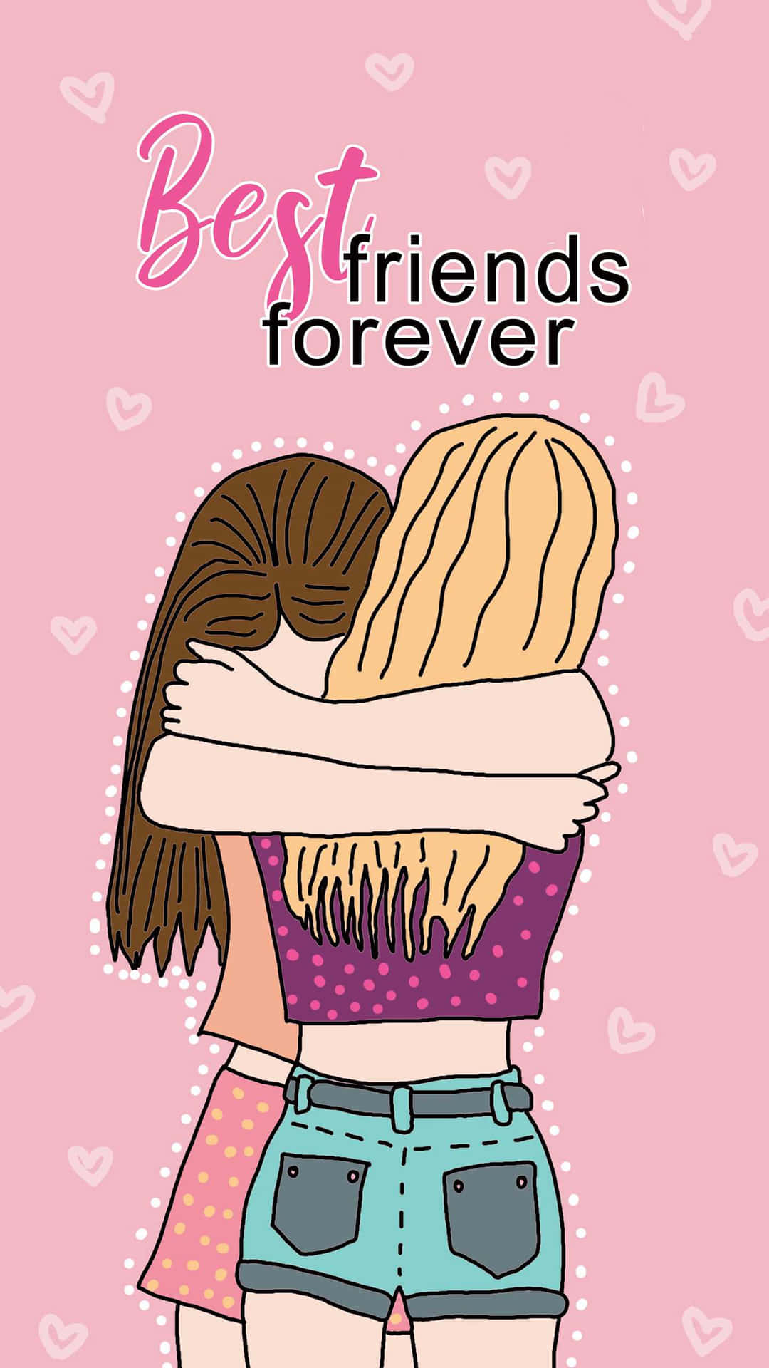 Best Friends Forever iPhone Hugging Pink Wallpaper