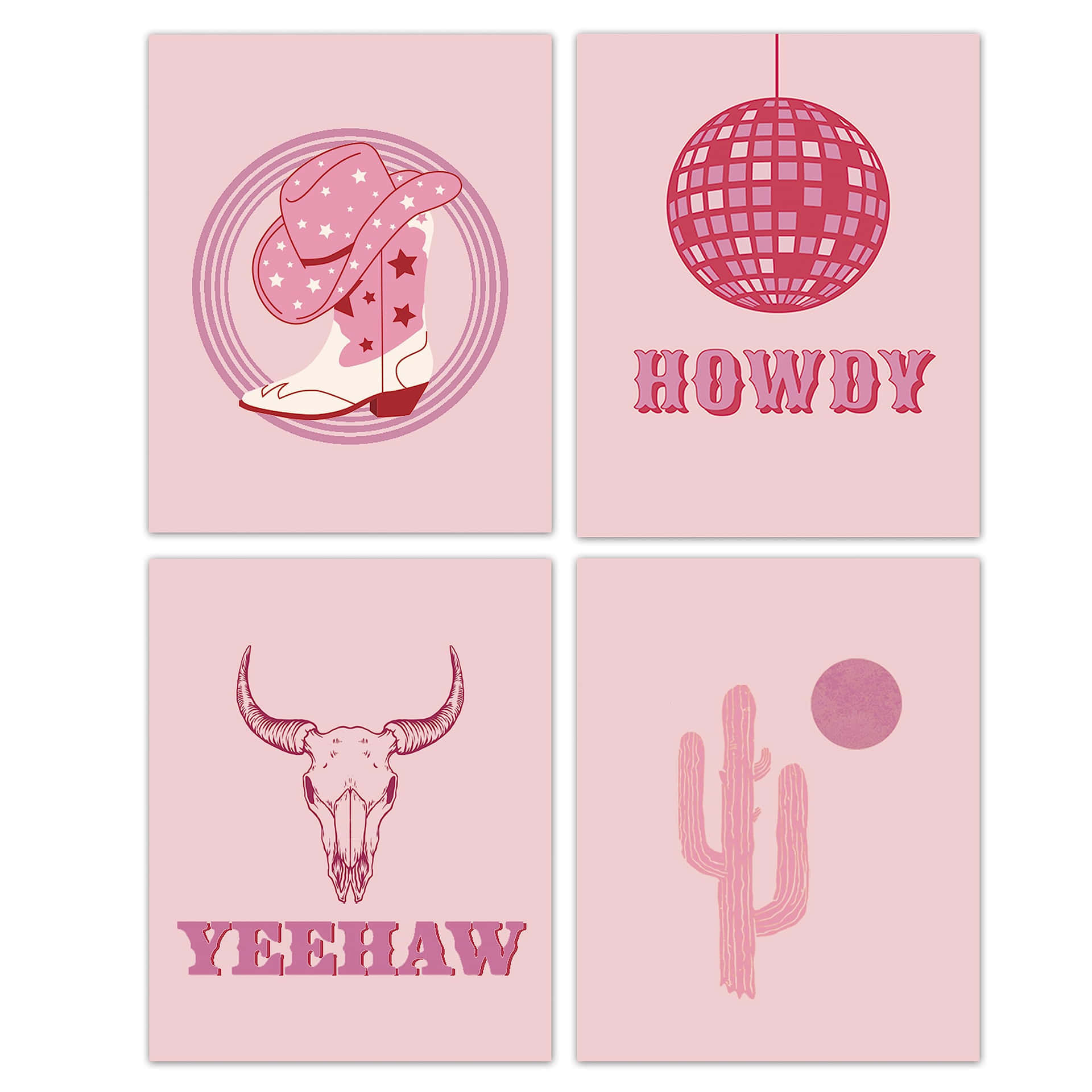 Pink Cowgirl Aesthetic Wall Art Wallpaper