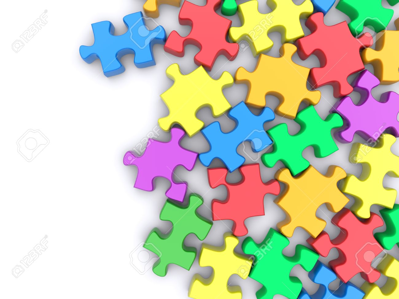 Jigsaw Puzzle On A White Background 3d Rendered Image Stock Photo