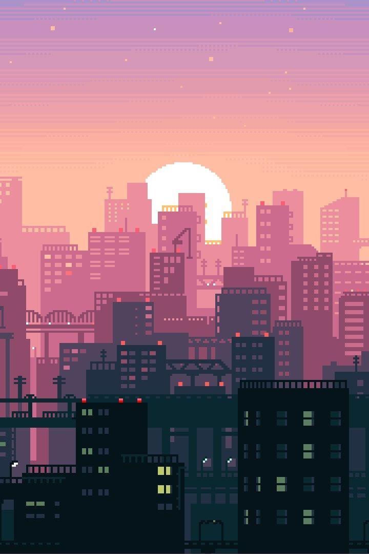 20 Lo Fi wallpapers Pixel city Pixel art background City