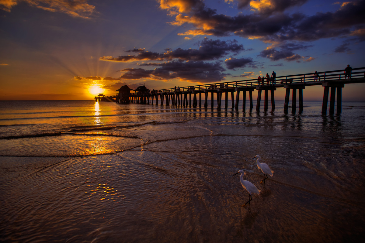 Naples Florida Fishing Pier Sunset At Beach