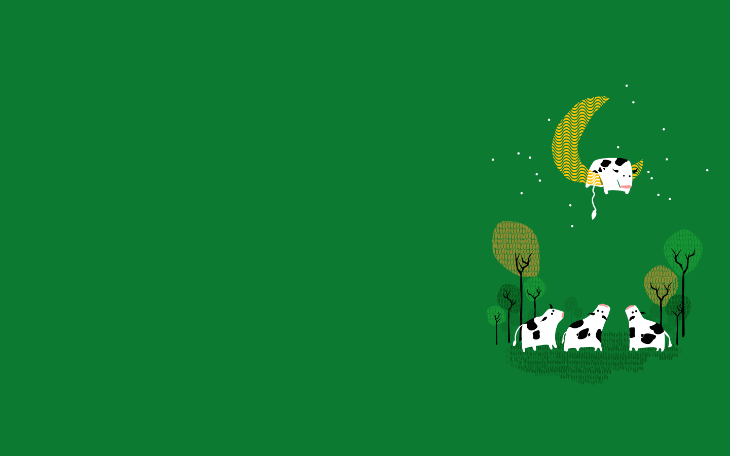 Illustration Minimalism Text Logo Green Cow