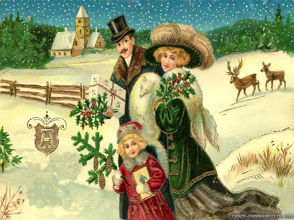 Victorian Christmas Vintage Wallpaper