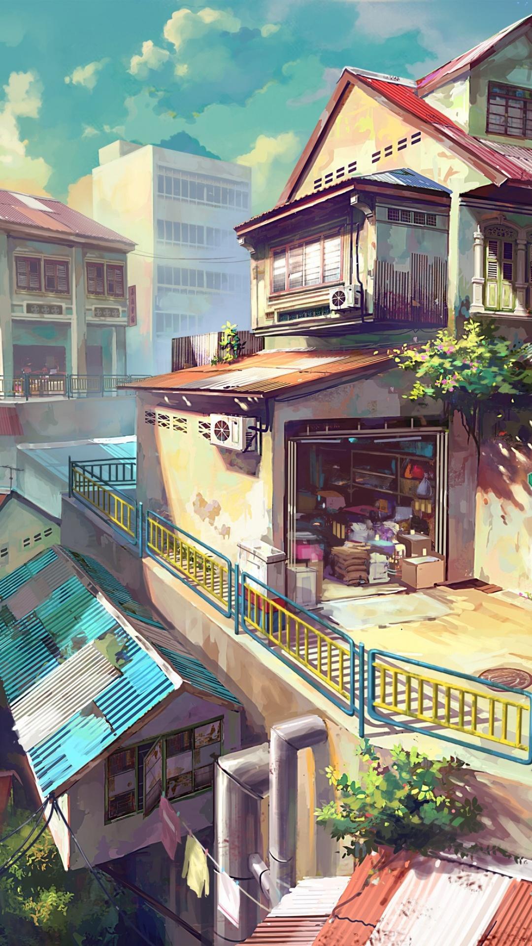 Japanese anime painting city 4K wallpapers free and easy to