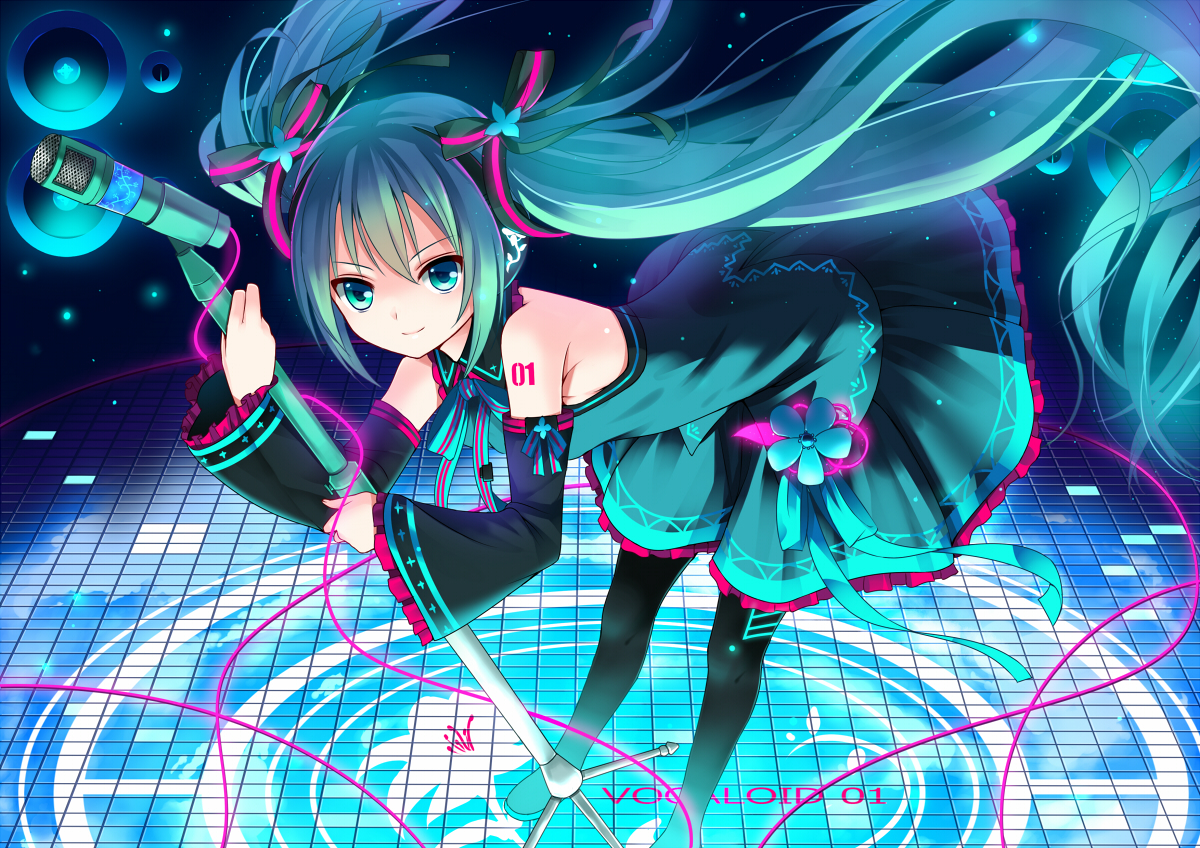 Hatsune Koi Long Microphone Thighhighs Twintails Vocaloid