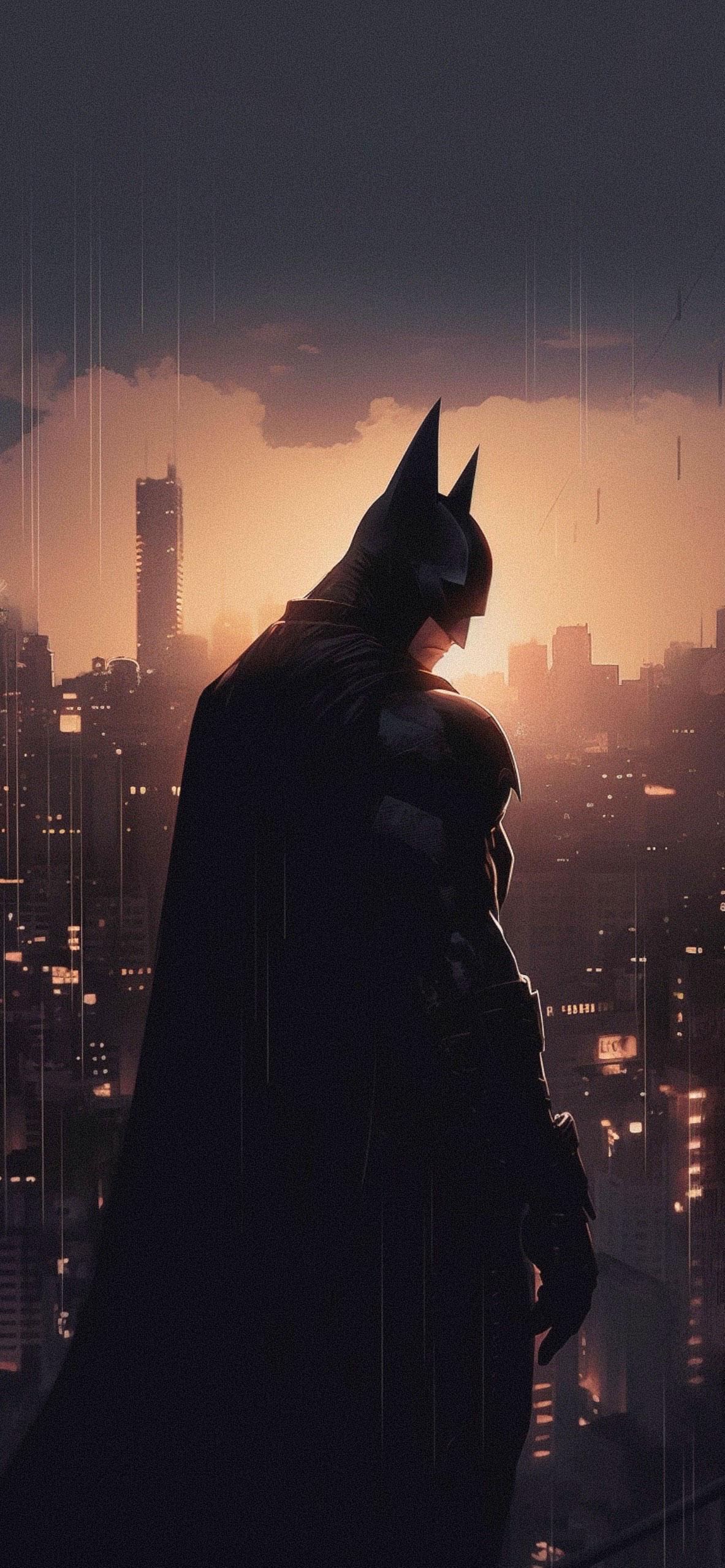 Batman And Sunset At Gotham City Wallpaper