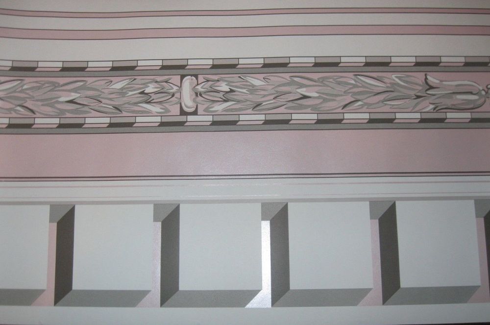Art Deco Pink Black Grey White Tassel Trim Wallpaper Border 551369